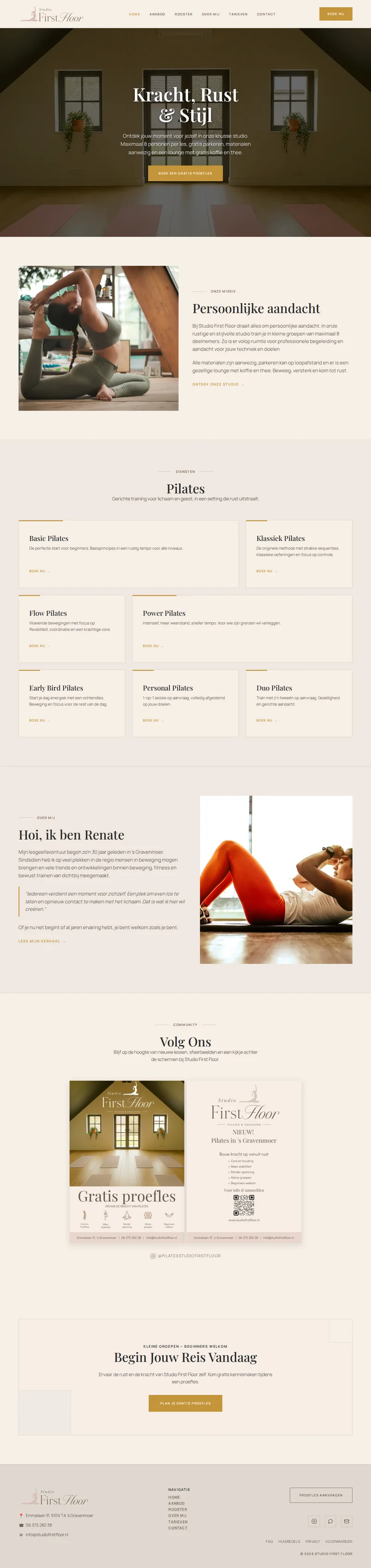 Website van Studio First Floor , pilates en coaching